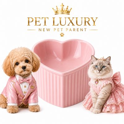 Pet Luxury Heart Shaped Pink Pet Bowl Pet Luxury Heart Shaped Pink Pet Bowl