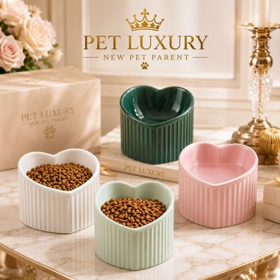 Pet Luxury Heart Shaped Green Pet Bowl