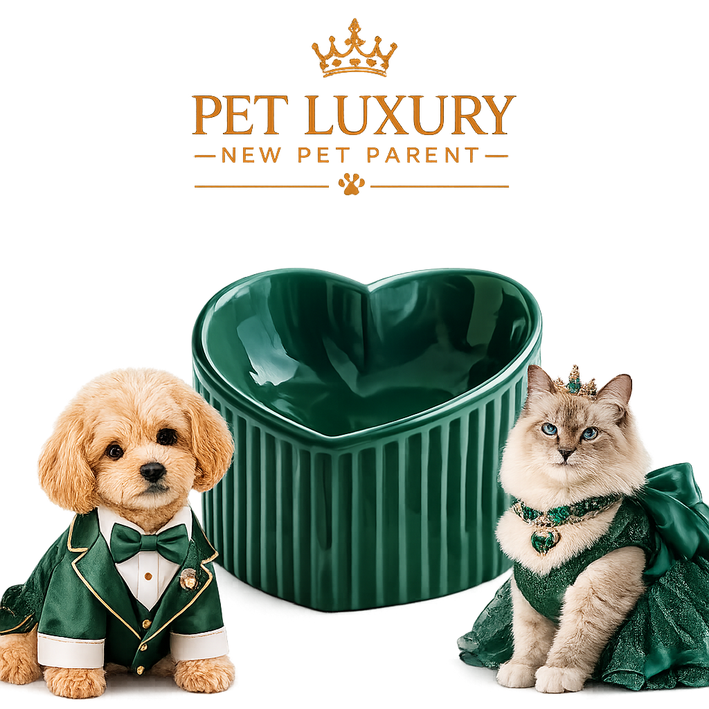 Pet Luxury Heart Shaped Green Pet Bowl