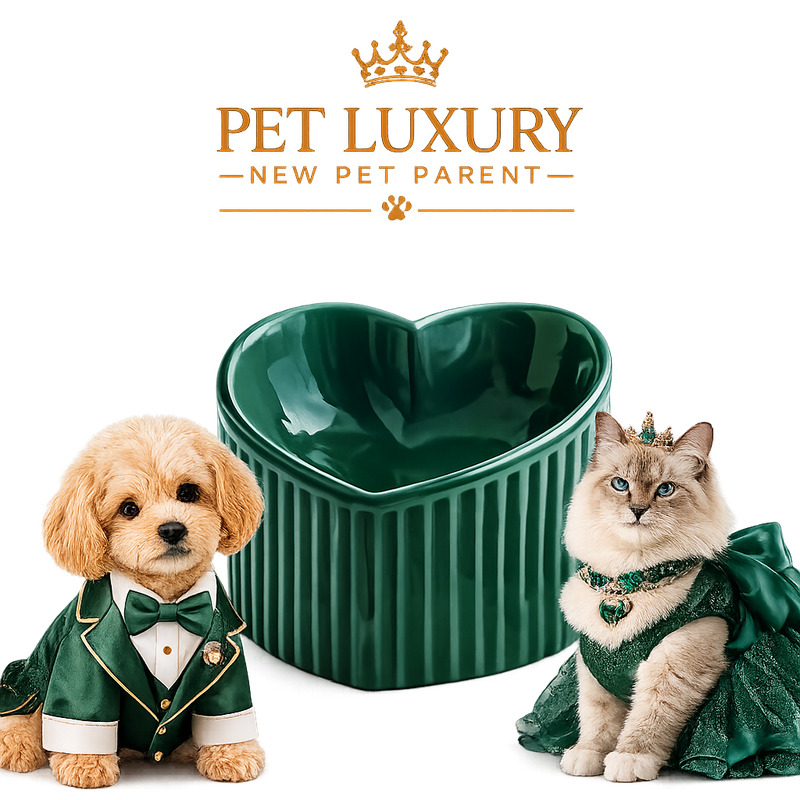 Pet Luxury Heart Shaped Green Pet Bowl