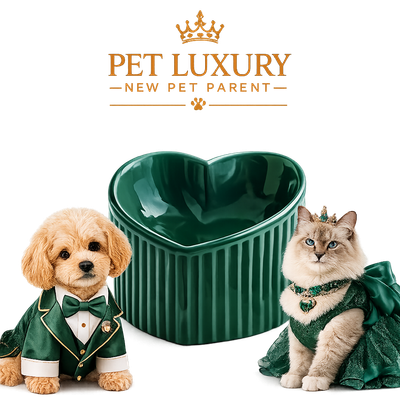 Pet Luxury Heart Shaped Green Pet Bowl Pet Luxury Heart Shaped Green Pet Bowl