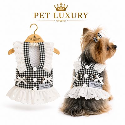 Glamourous Paws Dog & Cat Harness Dress – Black Gingham Glamourous Paws Dog & Cat Harness Dress – Black Gingham