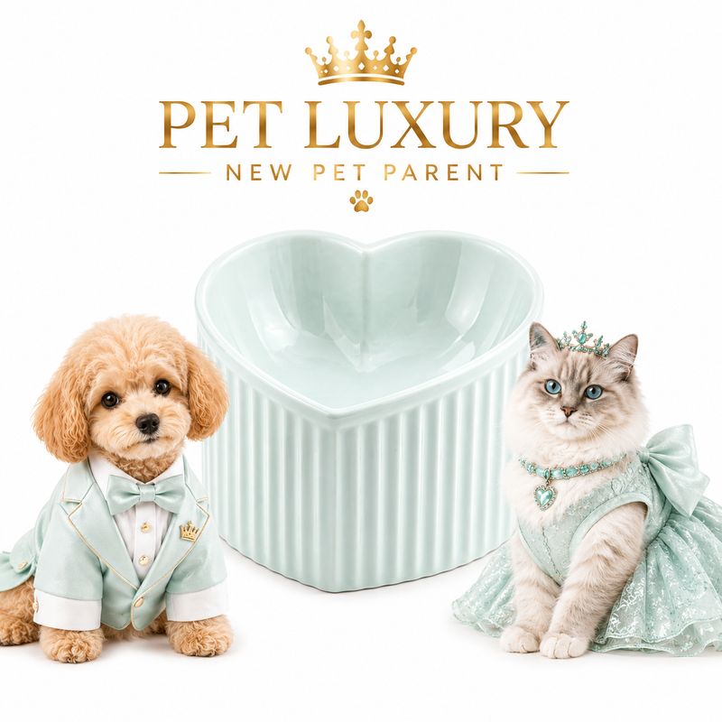 Pet Luxury Heart Shaped White Pet Bowl