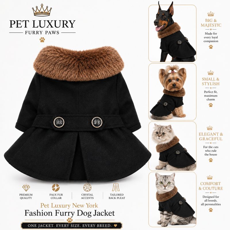 Pet Luxury New York Fashion Furry Dog Jacket Pet Luxury New York Fashion Furry Dog Jacket