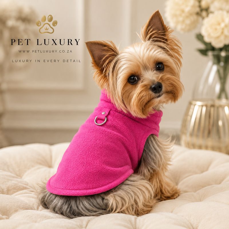 Pet Luxury Dog Paws Walk-Ready Fleece Shirt Jersey In A Royal Bright Pink