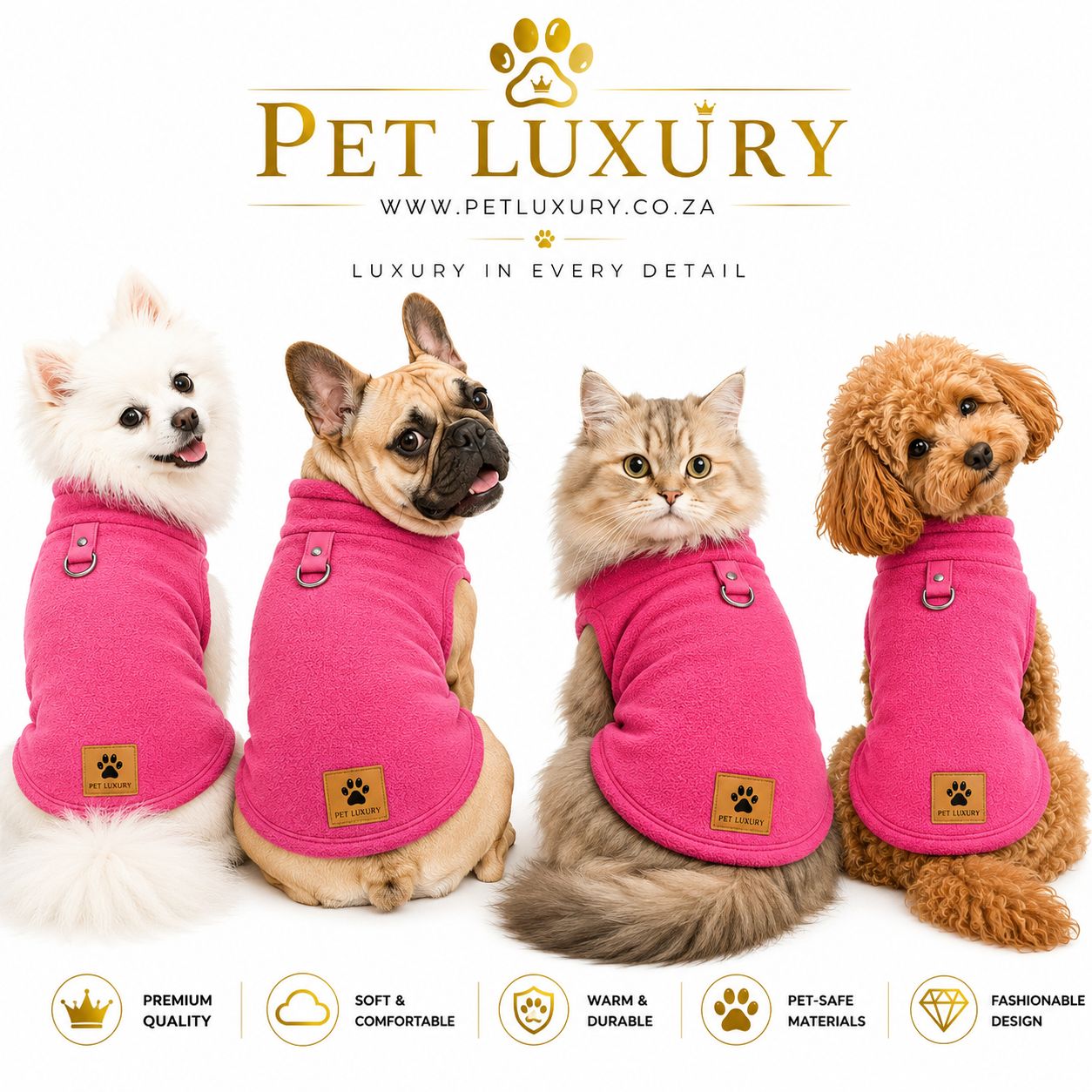 Pet Luxury Dog Paws Walk-Ready Fleece Shirt Jersey In A Royal Bright Pink