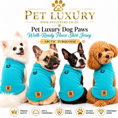 Pet Luxury Dog Paws Walk-Ready Fleece Shirt Jersey – Arctic Turquoise Pet Luxury Dog Paws Walk-Ready Fleece Shirt Jersey – Arctic Turquoise