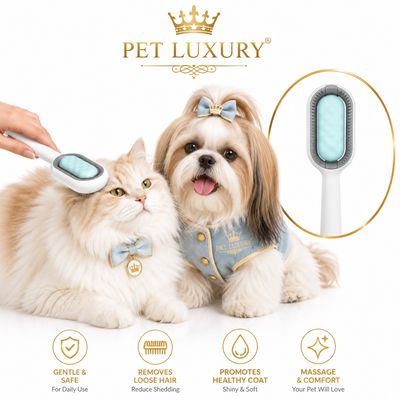 Magicalistics 2-in-1 Pet Brush - Aqua Blue Green | Water Spa Grooming Comb + Hair Removal for Cats & Dogs | Anti-Static