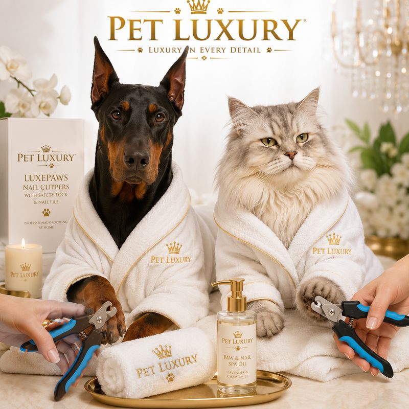 Pet Luxury LuxePaws Pet Nail Clippers with Safety Lock & Nail File, Professional Cat & Dog Nail Trimmer - Stainless Steel Clipper
