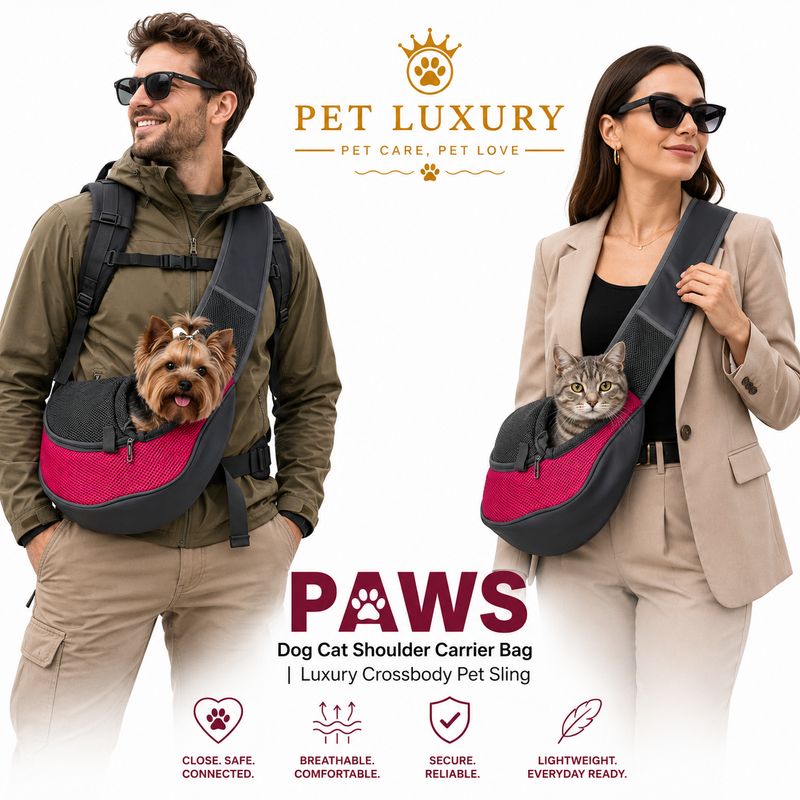 PAWS Dog Cat Shoulder Carrier Bag | Luxury Crossbody Pet Sling