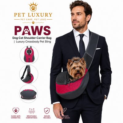 PAWS Dog Cat Shoulder Carrier Bag | Luxury Crossbody Pet Sling PAWS Dog Cat Shoulder Carrier Bag | Luxury Crossbody Pet Sling