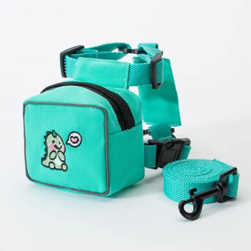 Pet Luxury Dog Cat Green Backpack Harness With Leash