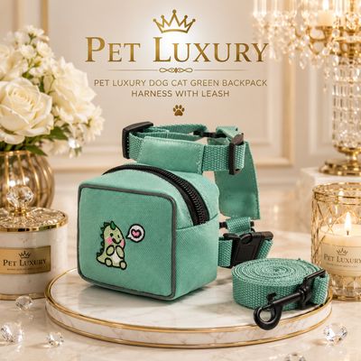 Pet Luxury Dog Cat Green Backpack Harness With Leash