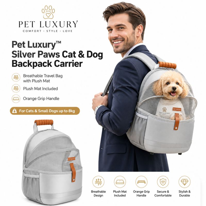 Pet Luxury™ Silver Paws Cat & Dog Backpack Carrier | Breathable Travel Bag