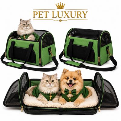 Pet Luxury™ Pet Travel Time Bag - Green | Premium Duffle Pet Carrier for Cats & Small Dogs | Vet, Park & Weekend Getaways | S M L Pet Luxury™ Pet Travel Time Bag - Green | Premium Duffle Pet Carrier for Cats & Small Dogs | Vet, Park & Weekend Getaways | S M L