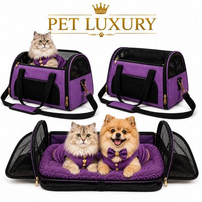 Pet Luxury™ Pet Travel Time Bag - Purple | Premium Duffle Pet Carrier for Cats & Small Dogs | Vet, Park & Weekend Getaways | S M L Pet Luxury™ Pet Travel Time Bag - Purple | Premium Duffle Pet Carrier for Cats & Small Dogs | Vet, Park & Weekend Getaways | S M L