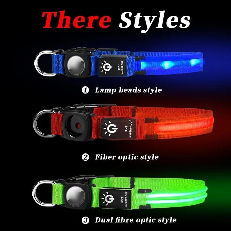 Pet Luxury Glow LED USB Chargeable Pet Collars Leash - black