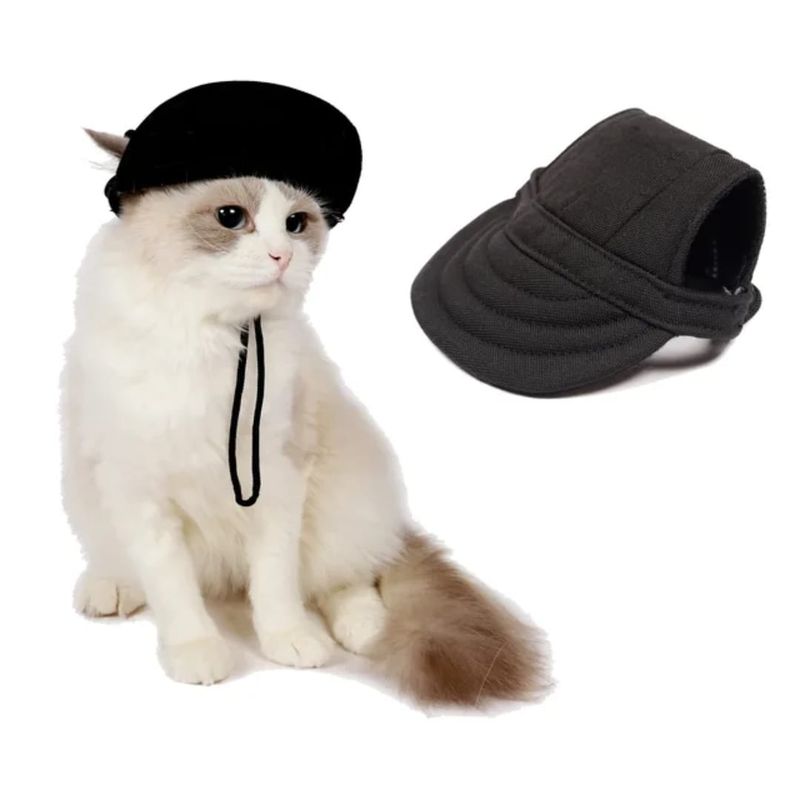 Pet Luxury Canine Black Dog And Cat Hat Cap