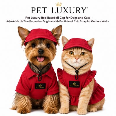 Pet Luxury Red Baseball Cap for Dogs and Cats - Adjustable UV Sun Protection Dog Hat Pet Luxury Red Baseball Cap for Dogs and Cats - Adjustable UV Sun Protection Dog Hat