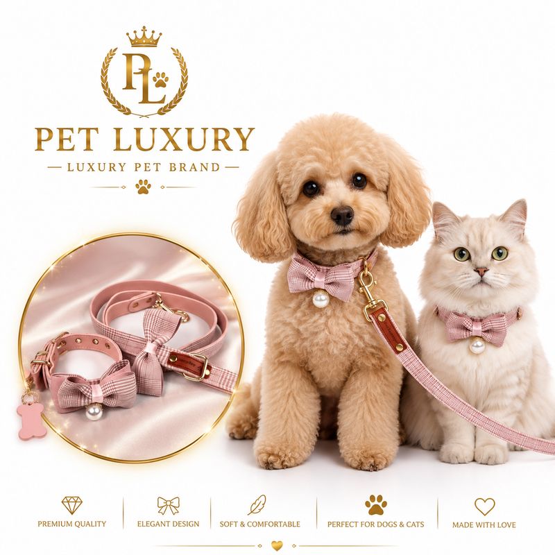 VIP Glam Pet Kit - Pink | Luxury Designer Dog Collar & Leash Set with Pearl Bow | Limited Edition Collector's Item