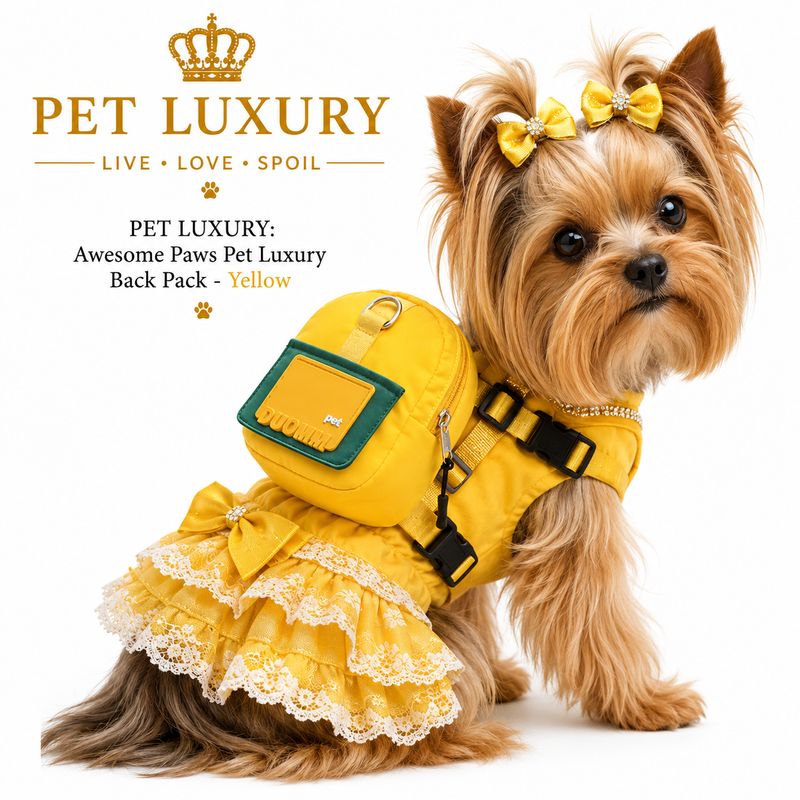 Awesome Paws Pet Luxury Back Pack - Yellow