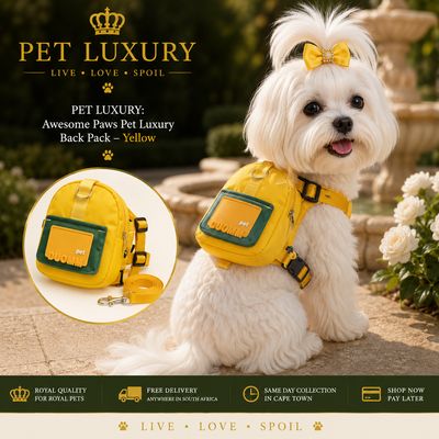 Awesome Paws Pet Luxury Back Pack - Yellow