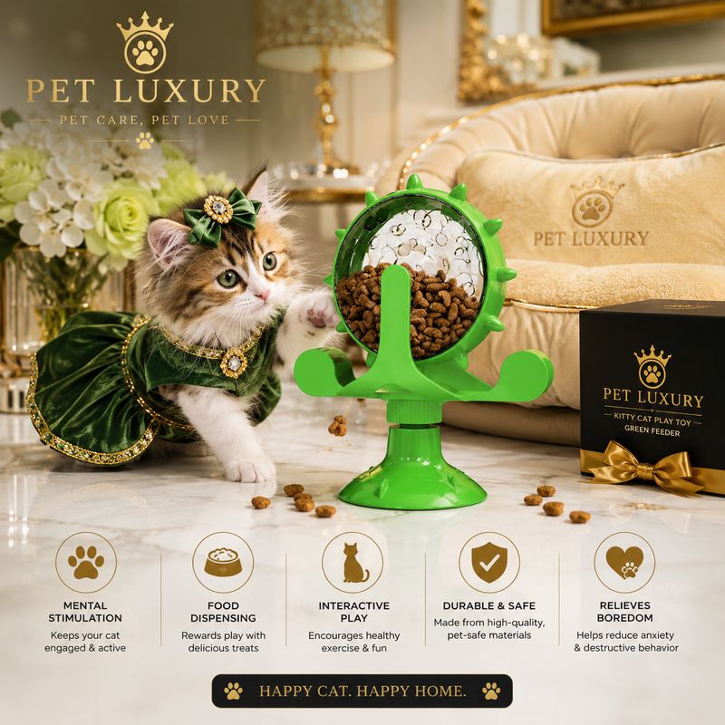 Kitty Cat Play Toy Green Feeder