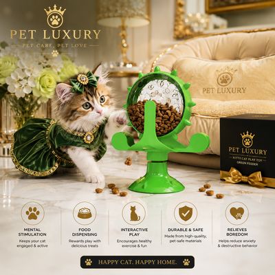 Kitty Cat Play Toy Green Feeder