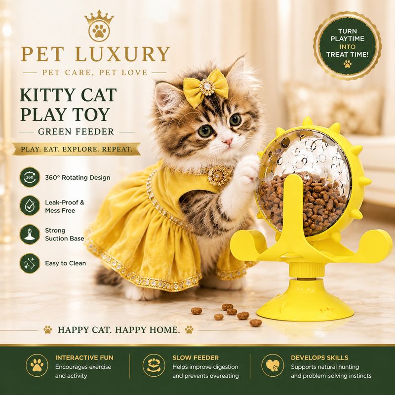 Kitty Cat Play Cat Yellow Feeder