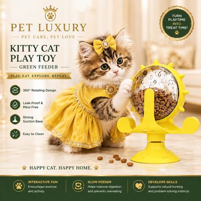 Kitty Cat Play Cat Yellow Feeder