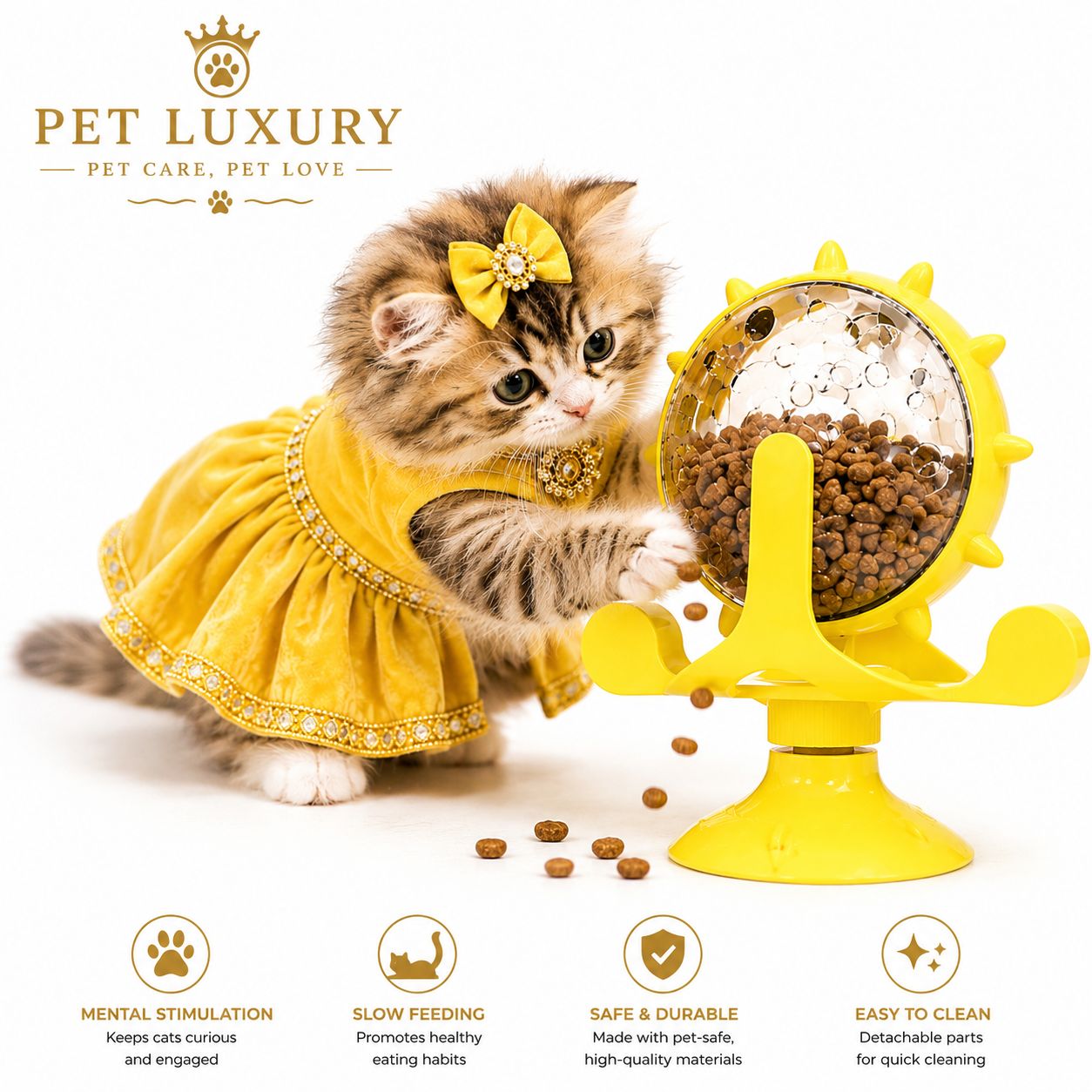Kitty Cat Play Cat Yellow Feeder