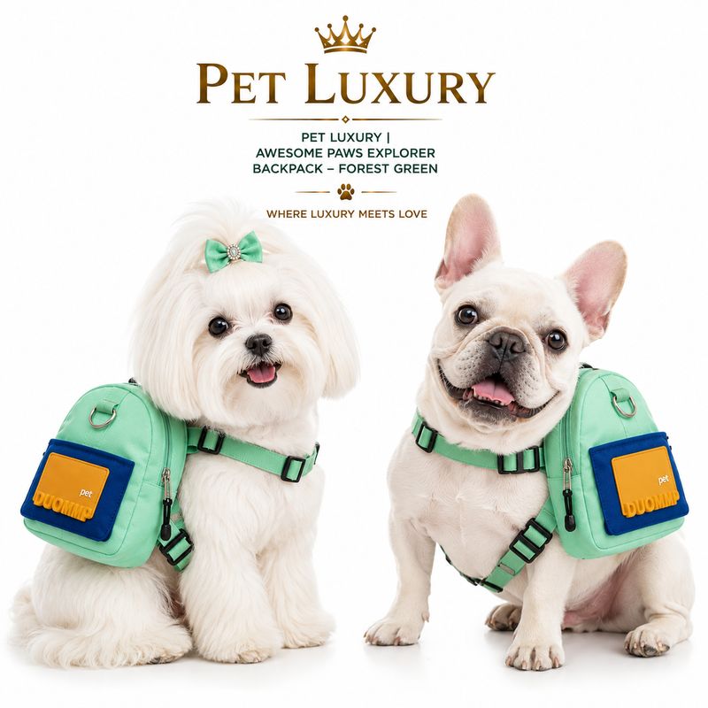 PET LUXURY | Awesome Paws Cat And Dog Explorer Backpack – Forest Green PET LUXURY | Awesome Paws Cat And Dog Explorer Backpack – Forest Green