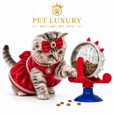 Pet Luxury – Play Time Automatic Cat Feeder | Red & Blue