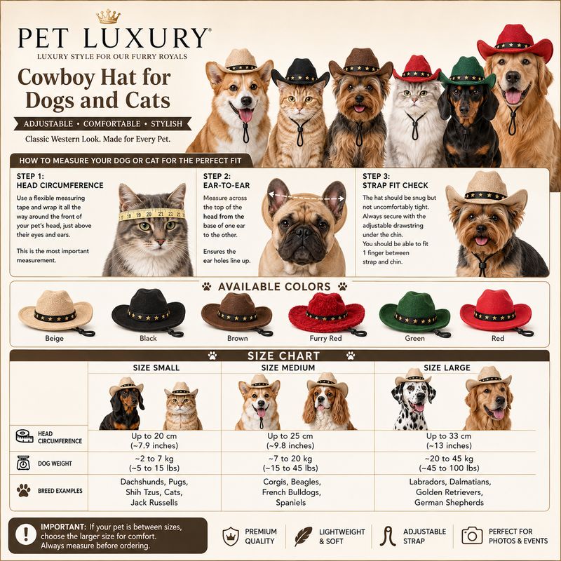 Red Cowboy Hat for Dogs and Cats - Adjustable Pet Western Hat with Star Band for Small Medium Large Pets