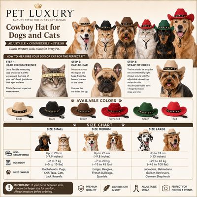 Red Cowboy Hat for Dogs and Cats - Adjustable Pet Western Hat with Star Band for Small Medium Large Pets