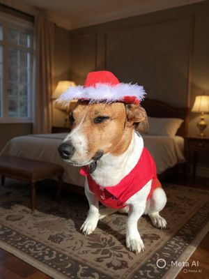 Pet Luxury Furry Red Cowboy Cat and Dog Hat