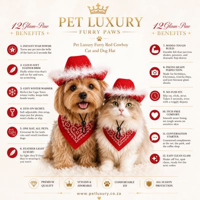 Pet Luxury Furry Red Cowboy Cat and Dog Hat