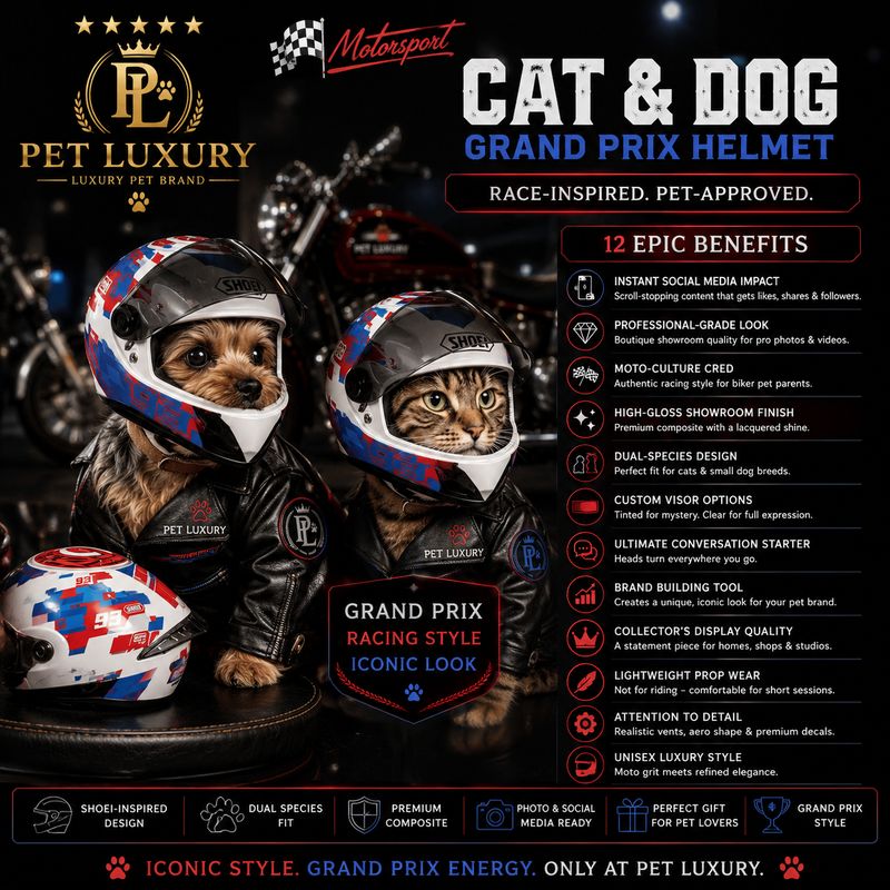 Pet Luxury Motorsport Cat And Dog | Grand Prix Pet Racing Helmet