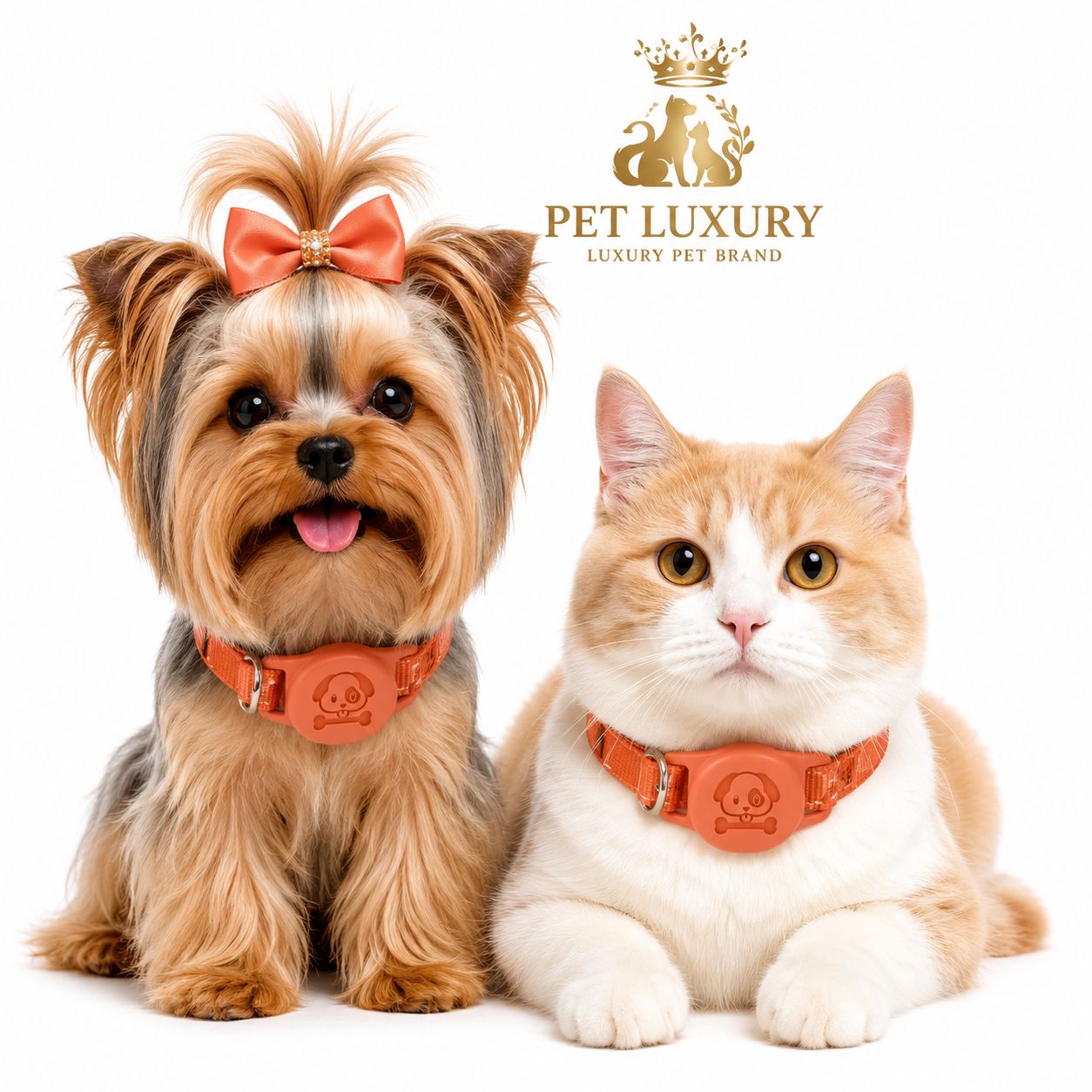 Pet Luxury Orange Glamour Pet Collar Pet Luxury Orange Glamour Pet Collar