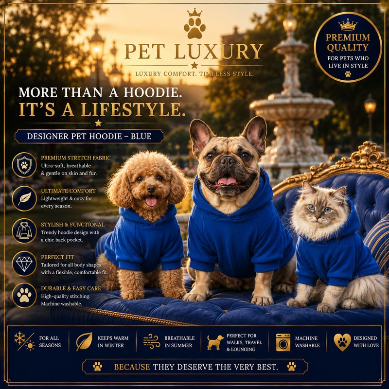 Pet Luxury Designer Dog Hoodie Shirt Jersey – Blue