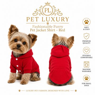 Pet Luxury – Fashionable Furry Pet Jacket Shirt – Red Pet Luxury – Fashionable Furry Pet Jacket Shirt – Red