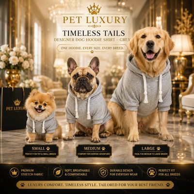 Timeless Tails Pet Luxury Designer Dog Hoodie Shirt – Grey