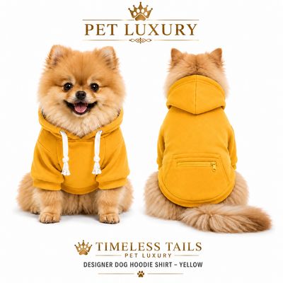 Timeless Tails Pet Luxury Designer Dog Hoodie Shirt – Yellow Timeless Tails Pet Luxury Designer Dog Hoodie Shirt – Yellow