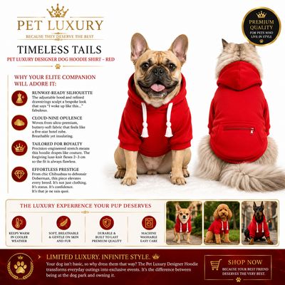 Timeless Tails Pet Luxury Designer Dog Hoodie Shirt – Red