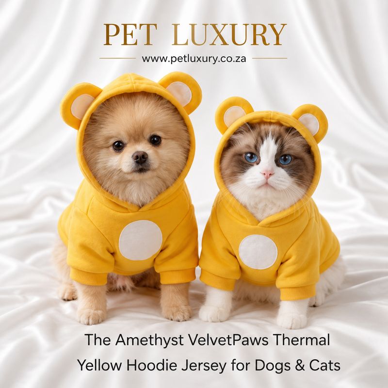 The Amethyst VelvetPaws Teddy Bear Thermal Hoodie Jersey In Yellow From Pet Luxury