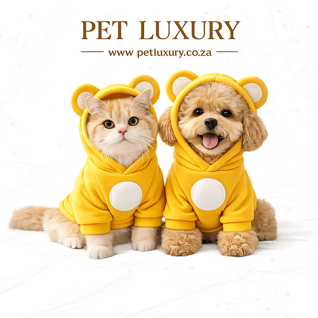 The Amethyst VelvetPaws Teddy Bear Thermal Hoodie Jersey In Yellow From Pet Luxury