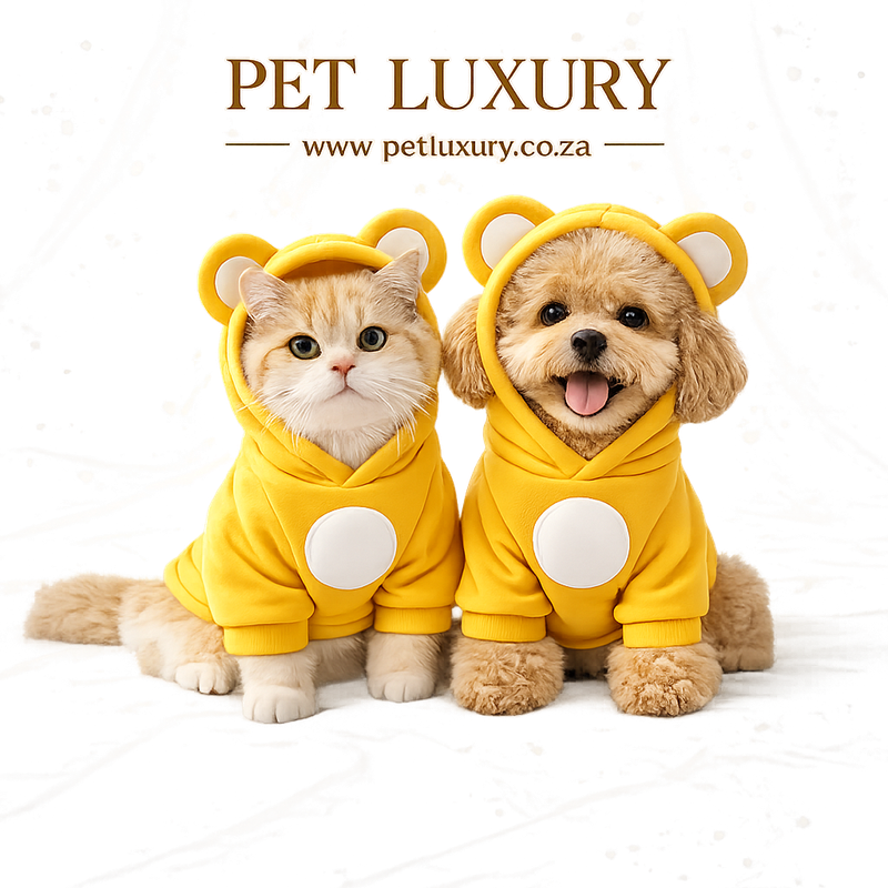 The Amethyst VelvetPaws Teddy Bear Thermal Hoodie Jersey In Yellow From Pet Luxury