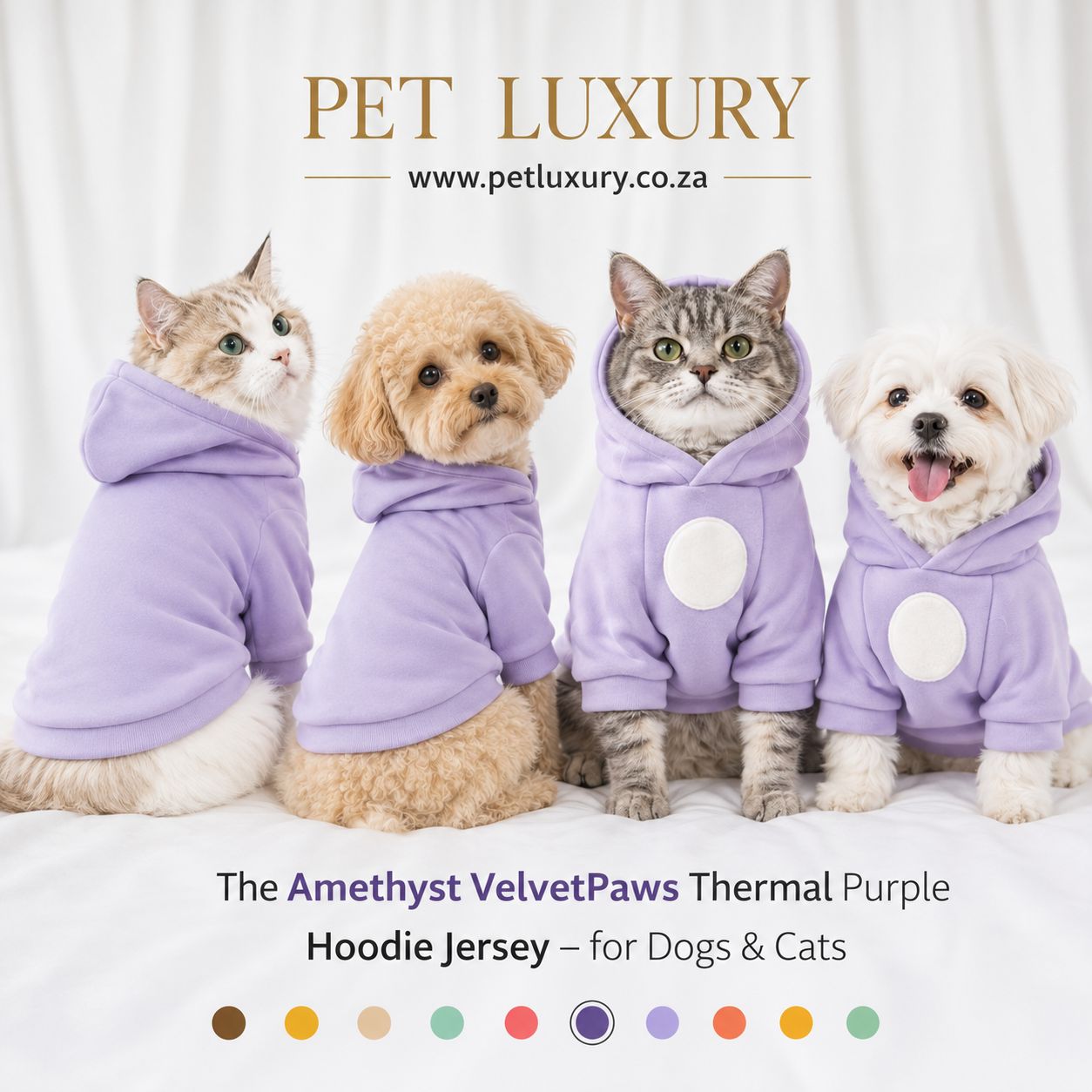 The Amethyst VelvetPaws Thermal Purple Hoodie Jersey – for Dogs & Cats
