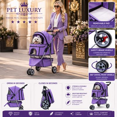 Pet LUXURY Royal Amethyst Dog & Cat Stroller – 5 Star Edition