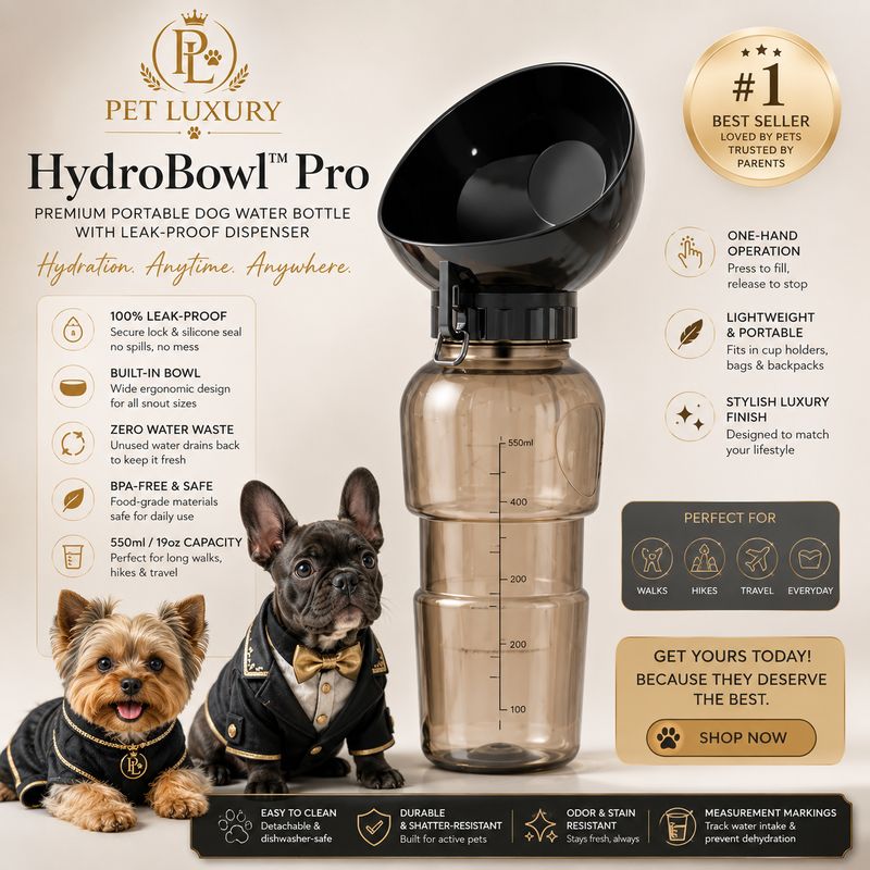 Pet Luxury HydroBowl™ Pro – Premium Portable Dog Water Bottle with Leak-Proof Dispenser